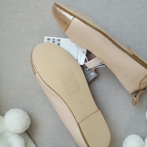 Genuine leather girls flats shoes bow gold 12 - Picture 3 of 6